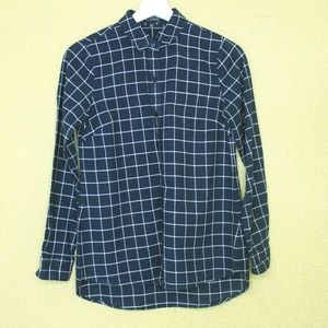 The Limited Navy Blue White Check Button Down